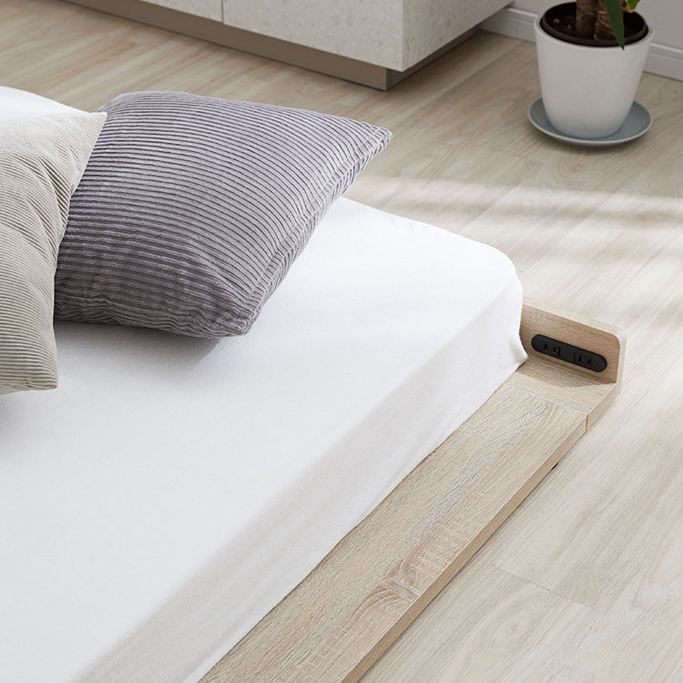 Low bed with power outlet tap storage Slatted bed [D]