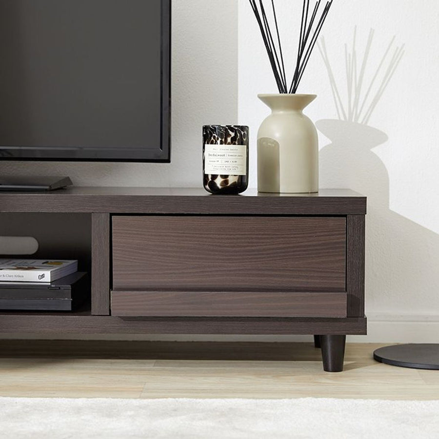 Low TV stand with storage and drawers