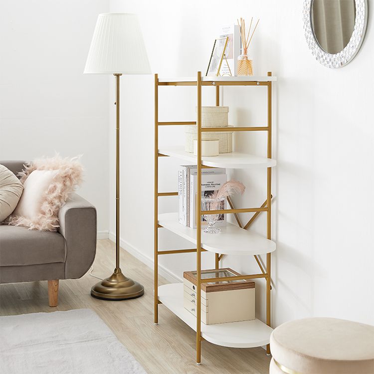 Stylish white and gold open shelf with 4 shelves