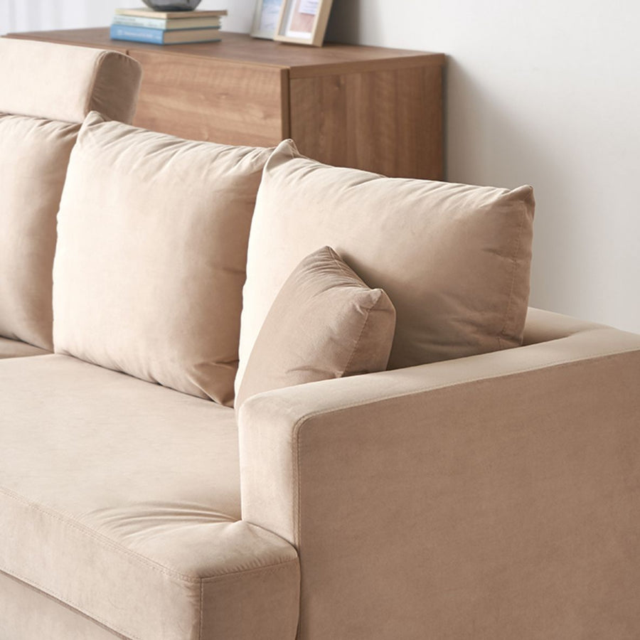 Velvet-like 3-seater couch sofa High-back sofa