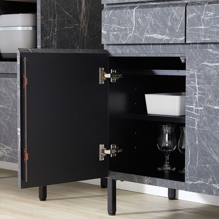 キッチンカウンター キッチンラック 食器棚 大理石柄 キッチンボード キッチン収納 スライド 国産 ストーン風