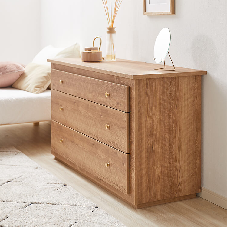 Chest of drawers Living room storage Wooden 3-drawer Clothes chest Low type Made in Japan