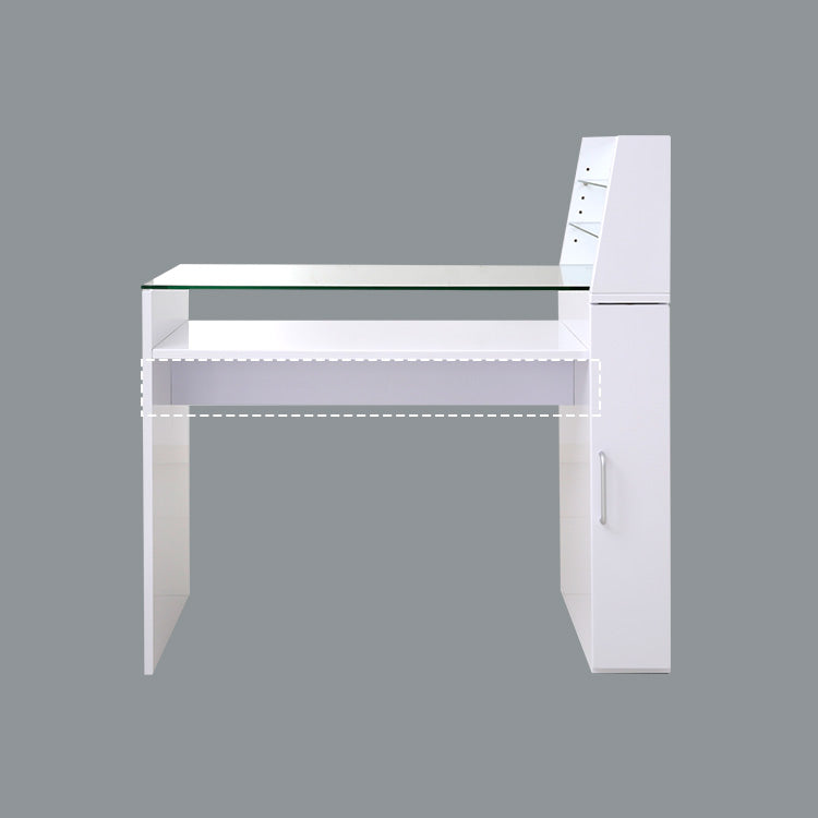 Nail desk with glass shelf, slim, glass top, wagon