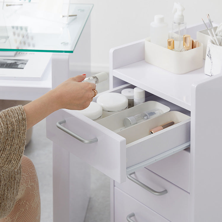 Nail desk with glass shelf, slim, glass top, wagon