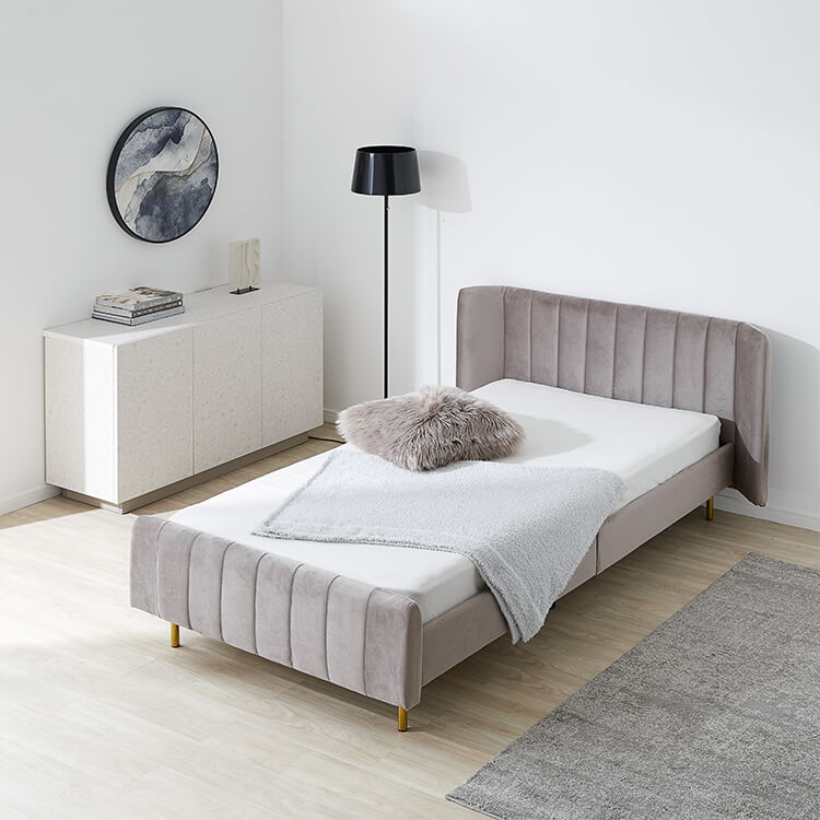 Velvet-like fabric bed frame [S]