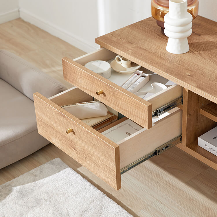 Wood-grain TV stand, brass, wooden legs, made in Japan