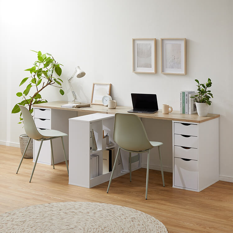 ツインデスク 2人用学習机 組み換え自由 木目調