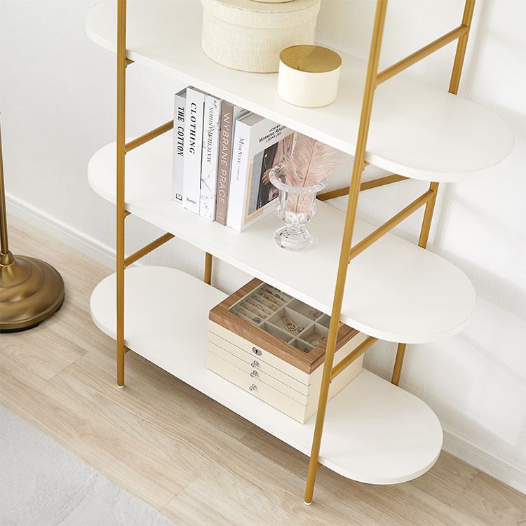 Stylish white and gold open shelf with 4 shelves