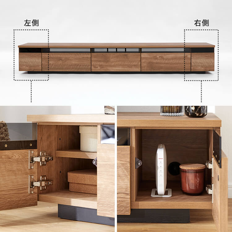 Japanese-made wooden TV stand with stone pattern [width 240]