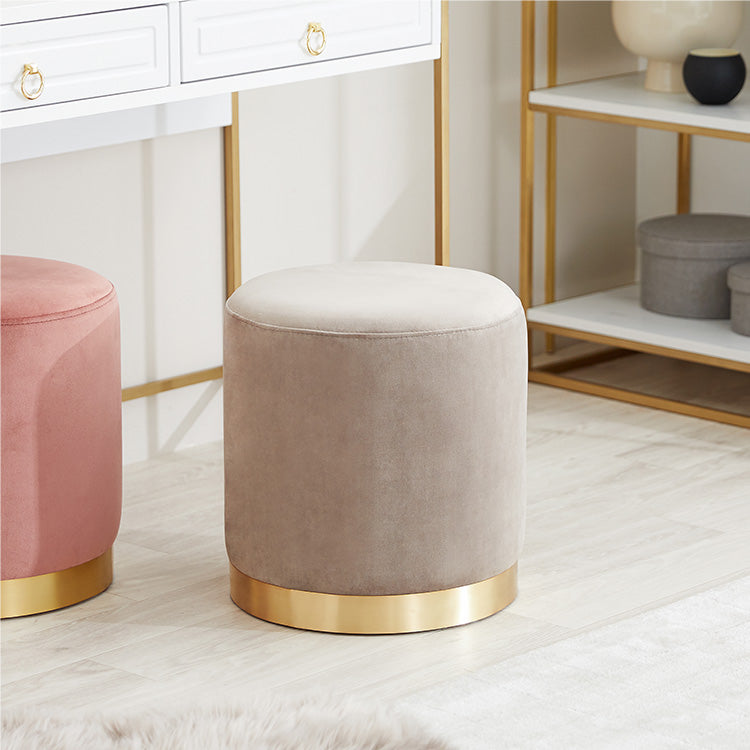 Stool with velvet effect and gold legs