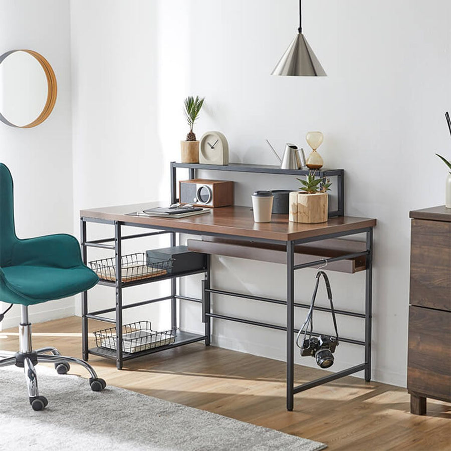 Computer desk, choose from 3 types, with bookshelf and storage