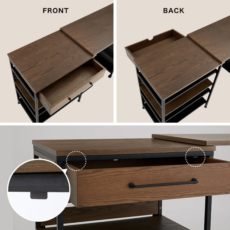 伸縮式キッチンカウンター 木目調