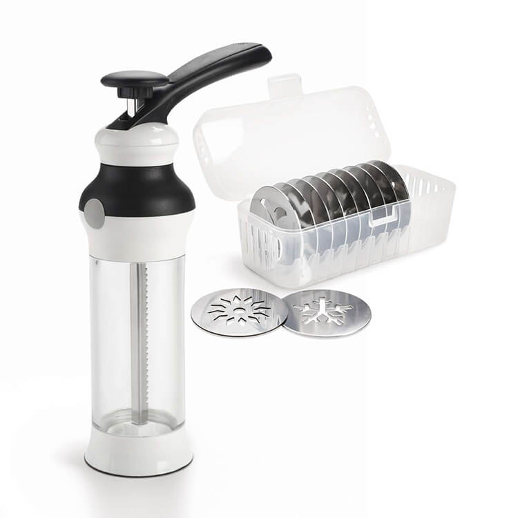 Cookie press with disc case