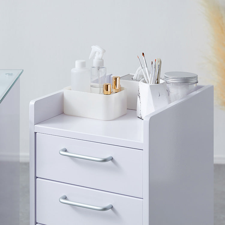 Nail desk with glass shelf, slim, glass top, wagon