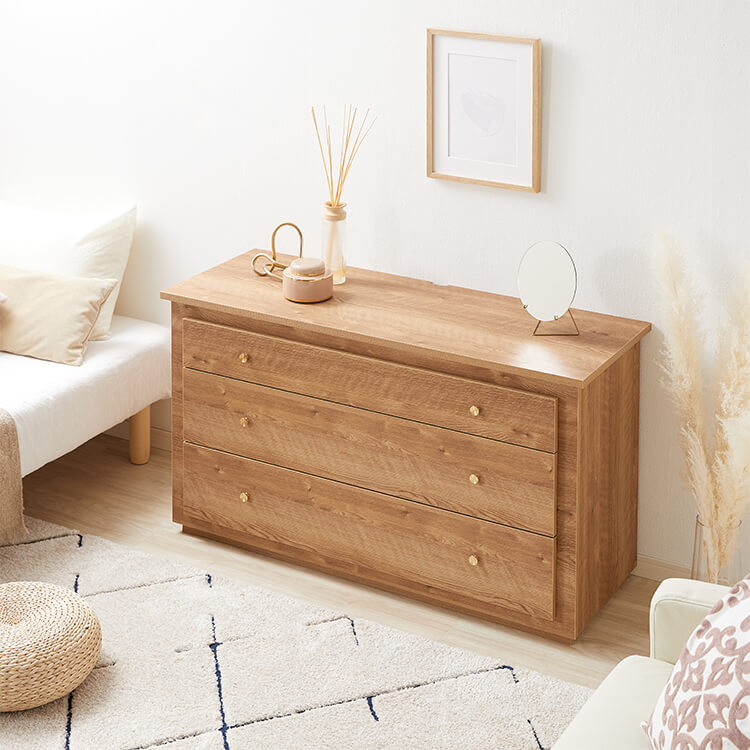 Chest of drawers Living room storage Wooden 3-drawer Clothes chest Low type Made in Japan