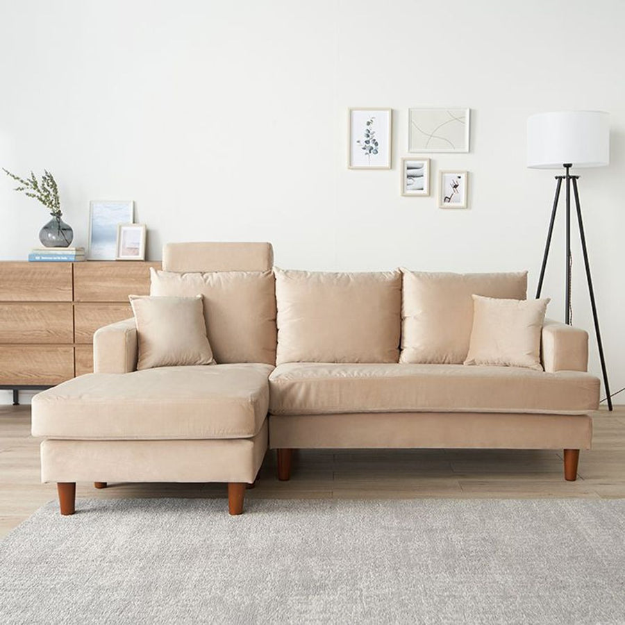 Velvet-like 3-seater couch sofa High-back sofa