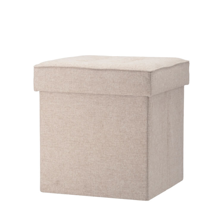 Storage stool, foldable, beige/herringbone grey