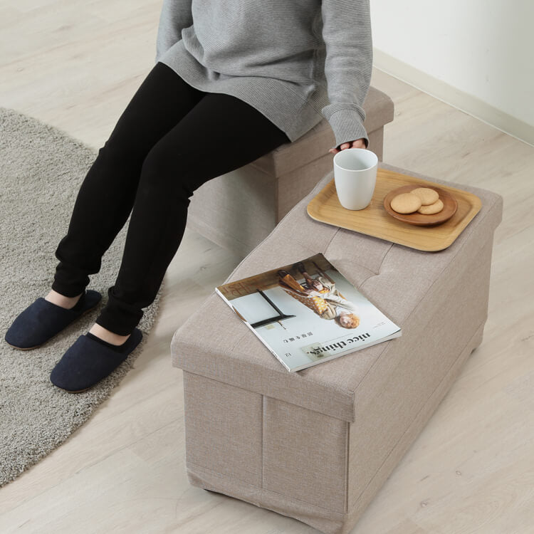 Bench storage, folding, beige/charcoal
