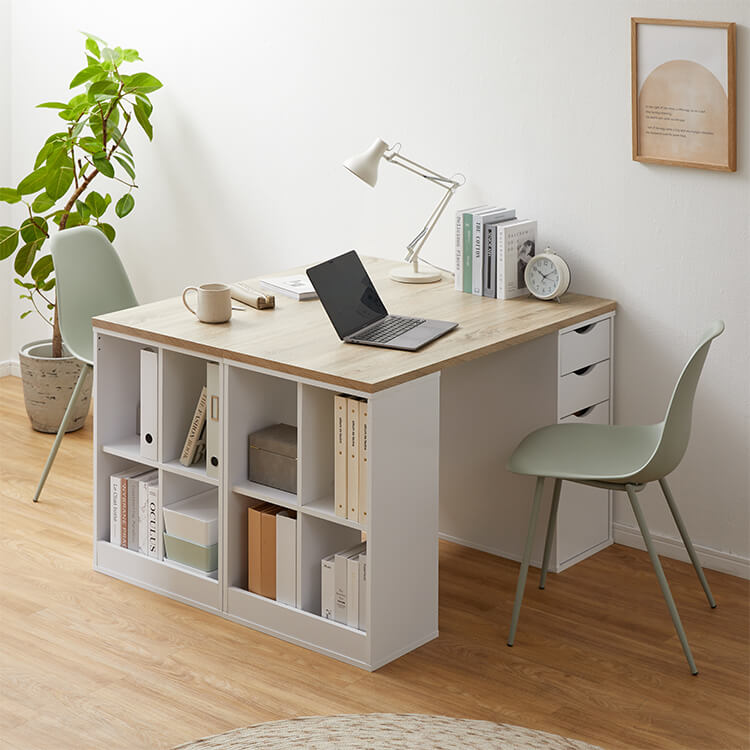 ツインデスク 2人用学習机 組み換え自由 木目調