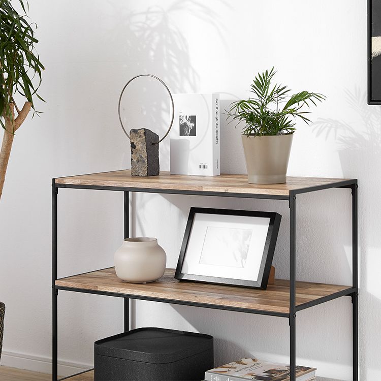 Wood-grain open shelf, display rack, solid wood look, 3 shelves
