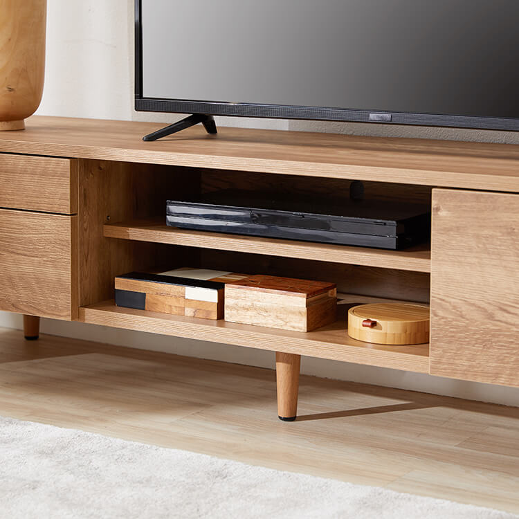 Wood-grain TV stand, brass, wooden legs, made in Japan [width 180]