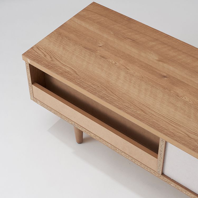 Japanese-made TV stand with flap doors and storage space, wooden legs