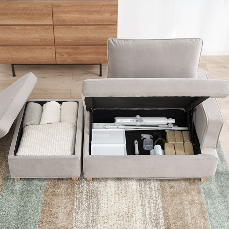 Velvet-like 2-seater couch with storage