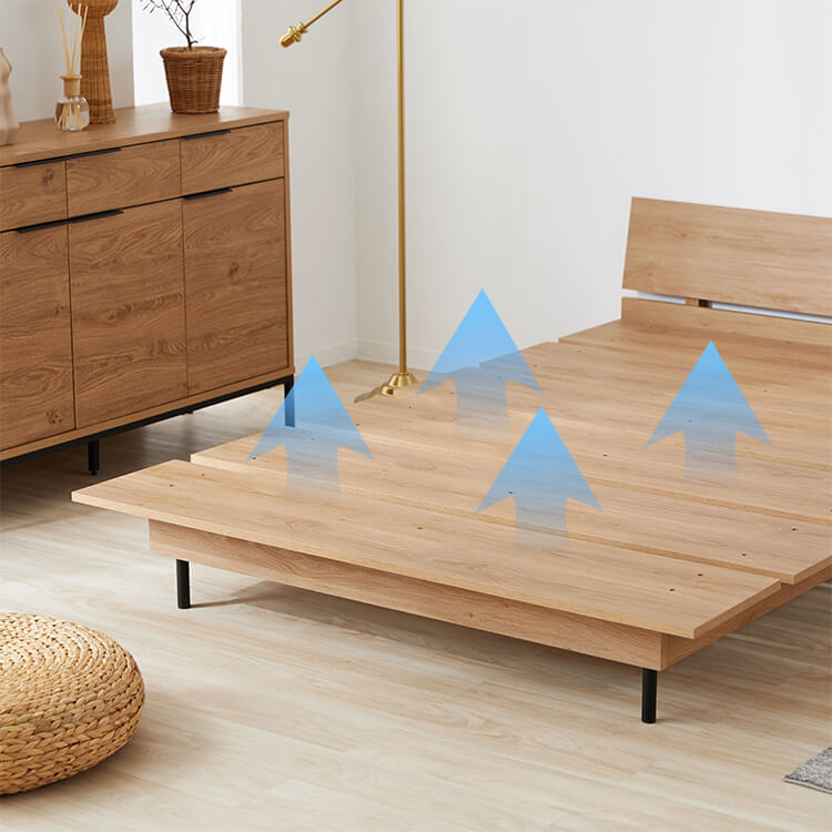 Bed frame, low bed, low type, wood grain bed, tap storage [SD]