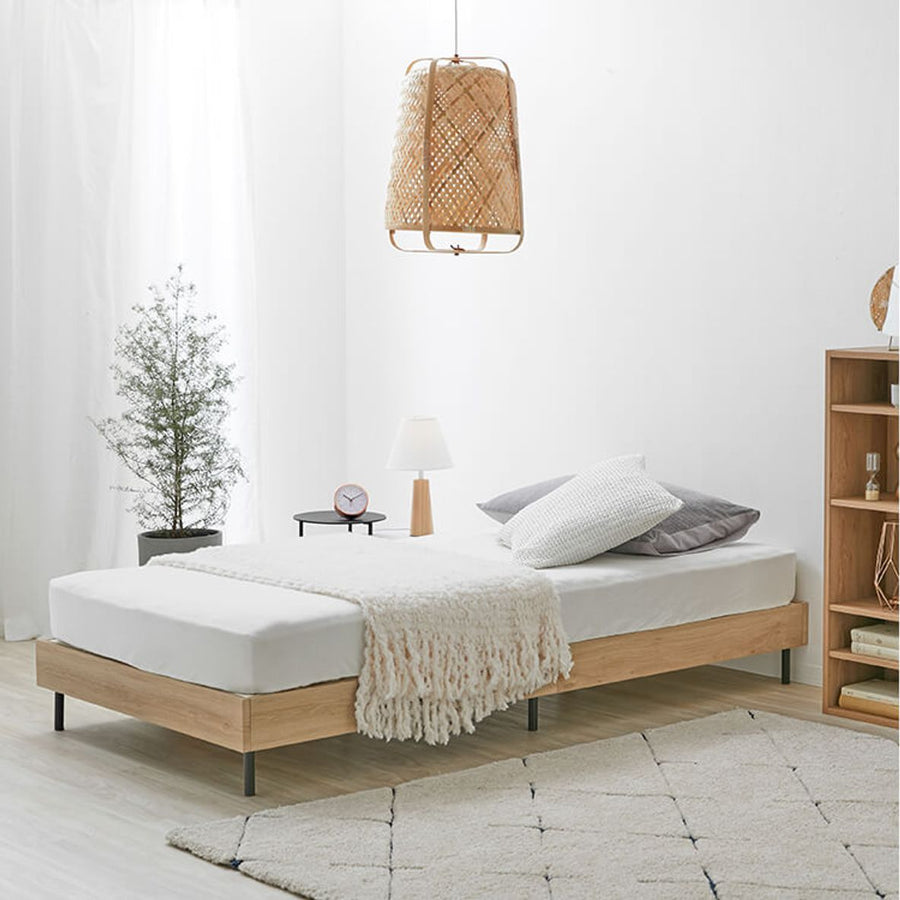 Bed frame (single item or mattress set) Slatted bed Wooden bed Steel legs