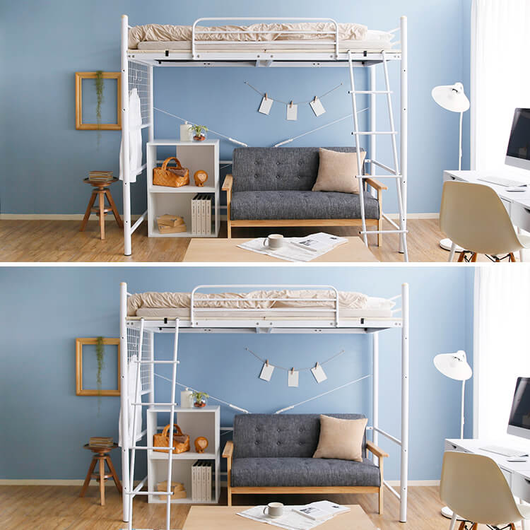 Loft bed with anti-squeak mat and height adjustable [S]