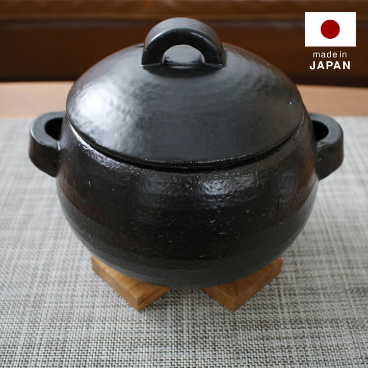 萬古焼 ごはん鍋 三合炊き 竹しゃもじ付
