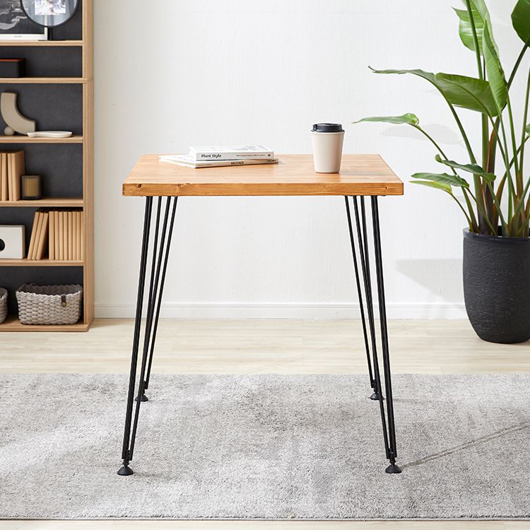 Wooden dining table, square, solid wood, steel legs