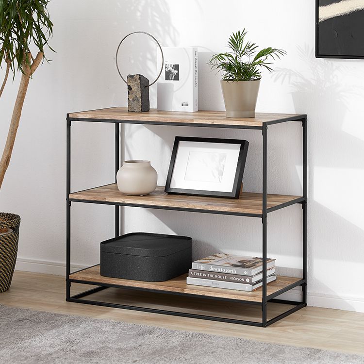 Wood-grain open shelf, display rack, solid wood look, 3 shelves