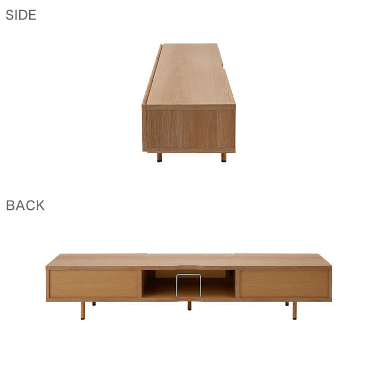 Wooden TV stand, herringbone pattern, made in Japan