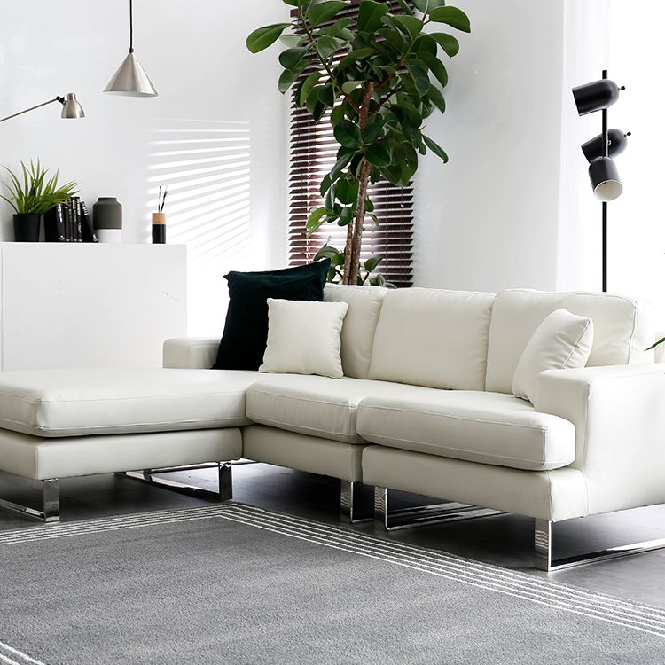 Couch sofa, 3-seater, synthetic leather, fabric, L-shaped