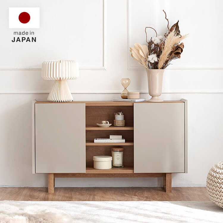 A stylish sideboard in shabby natural and beige