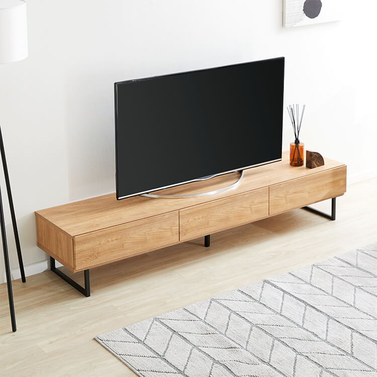 Stylish wooden TV stand with steel legs