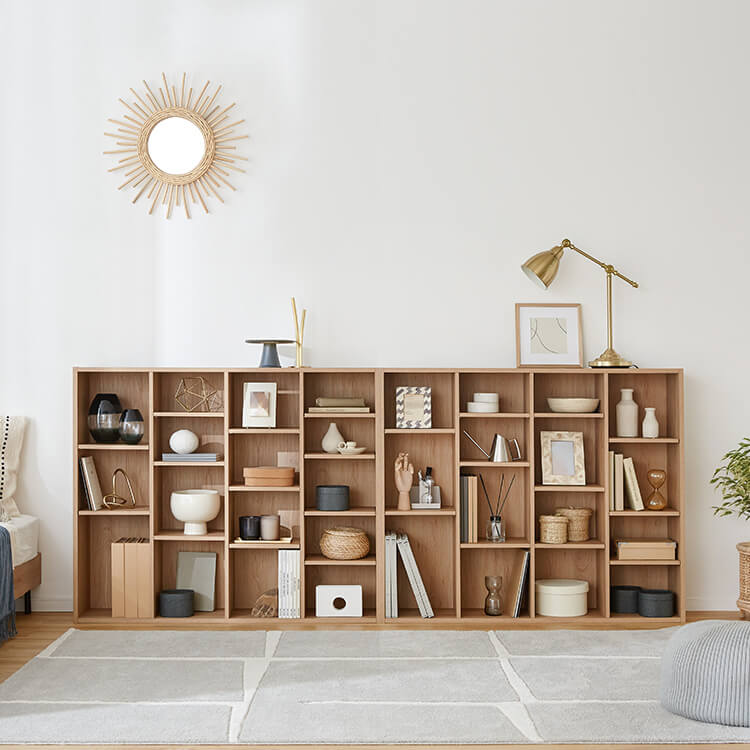 本棚 2個セット スリム 薄型 大容量 省スペース 収納 収納棚 オープンラック 収納ボックス 木目調