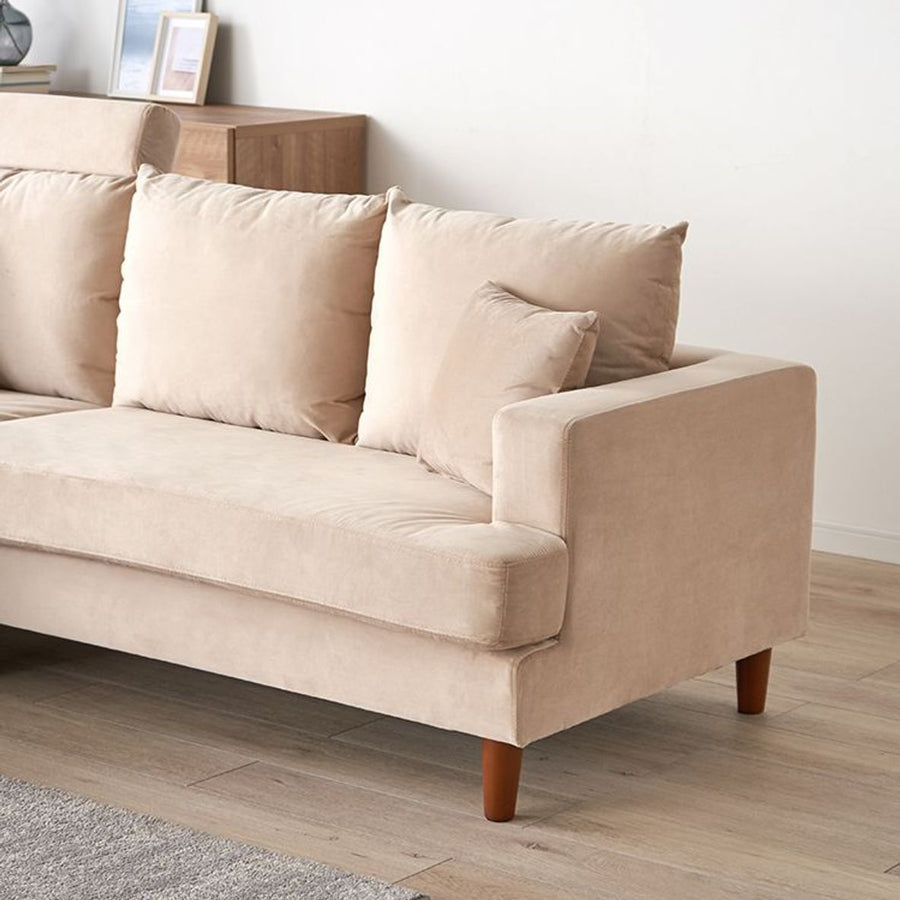 Velvet-like 3-seater couch sofa High-back sofa