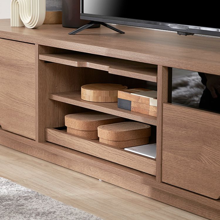 Wood grain TV stand with large storage capacity