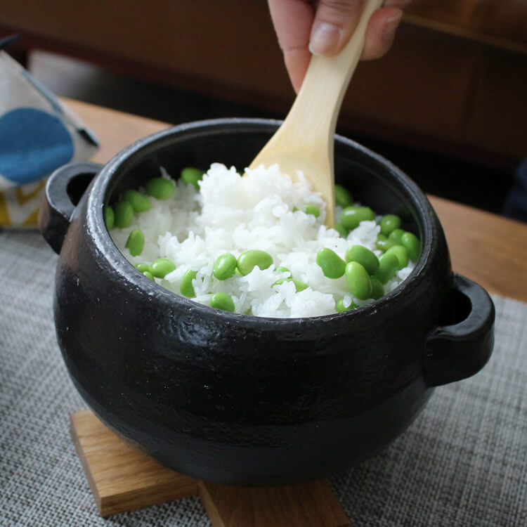 萬古焼 ごはん鍋 三合炊き 竹しゃもじ付