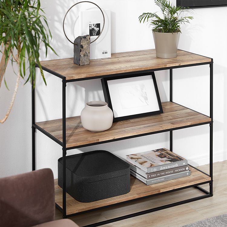Wood-grain open shelf, display rack, solid wood look, 3 shelves