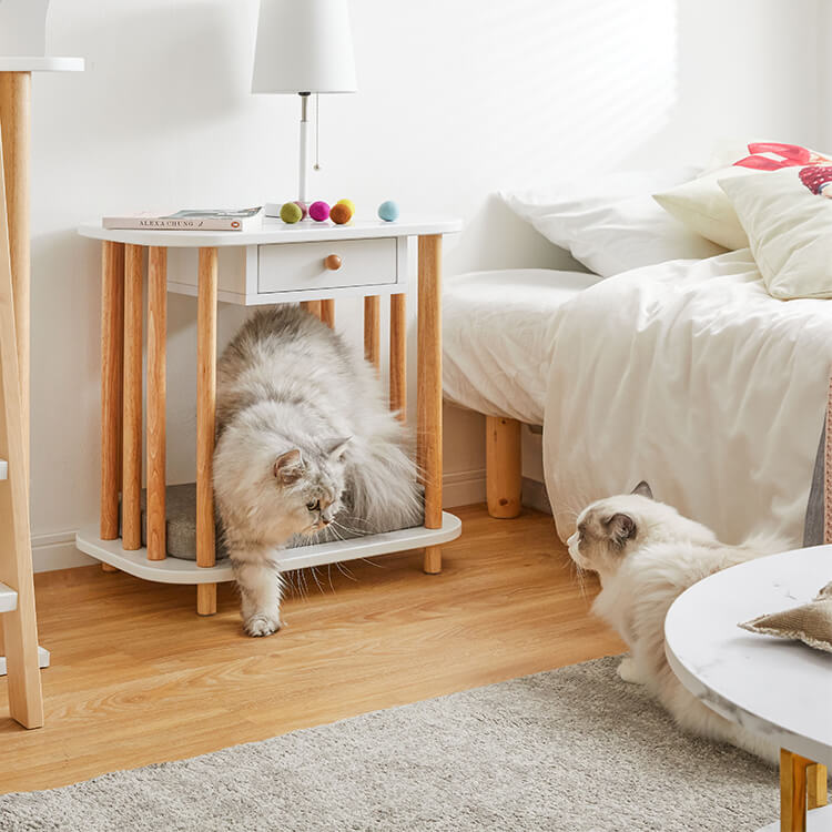 LOWNYA Cat Bed &amp; Cushion Set Pet Side Table