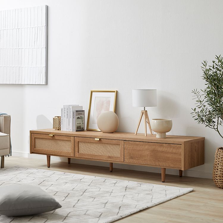 Japanese-made TV stand with flap doors and storage space, wooden legs