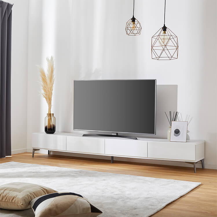 テレビ台 日本製 ローテレビ台 収納付 スチール脚 大理石柄 大理石家具