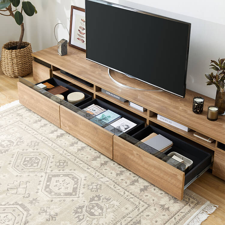 Japanese-made wooden TV stand with stone pattern [width 240]