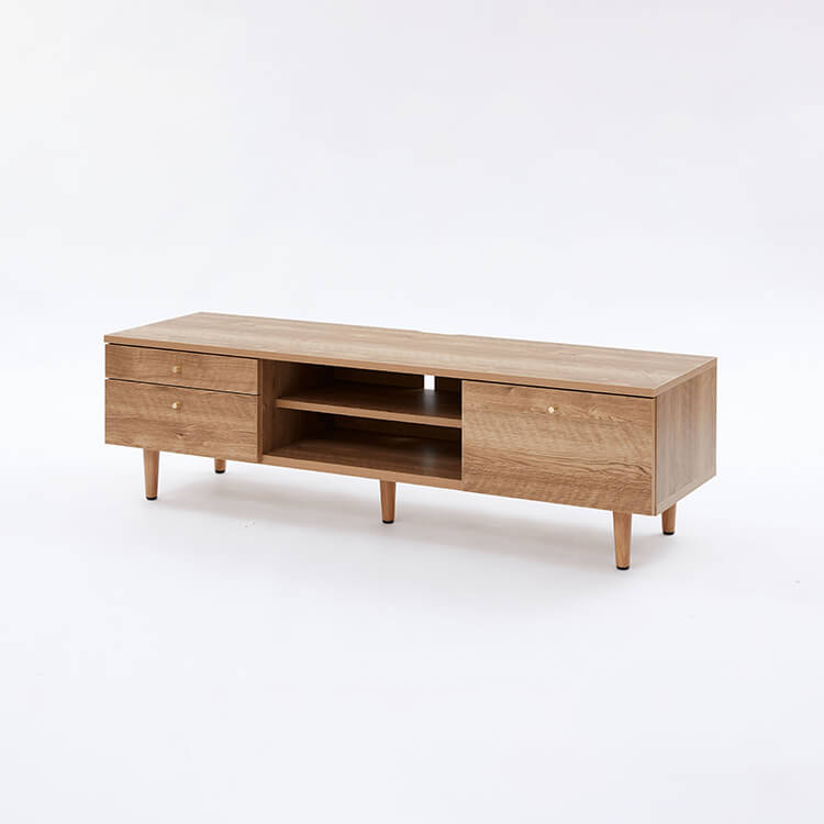 Wood-grain TV stand, brass, wooden legs, made in Japan