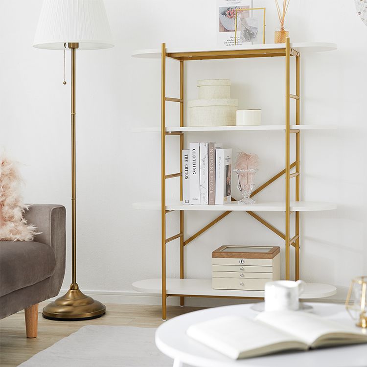 Stylish white and gold open shelf with 4 shelves