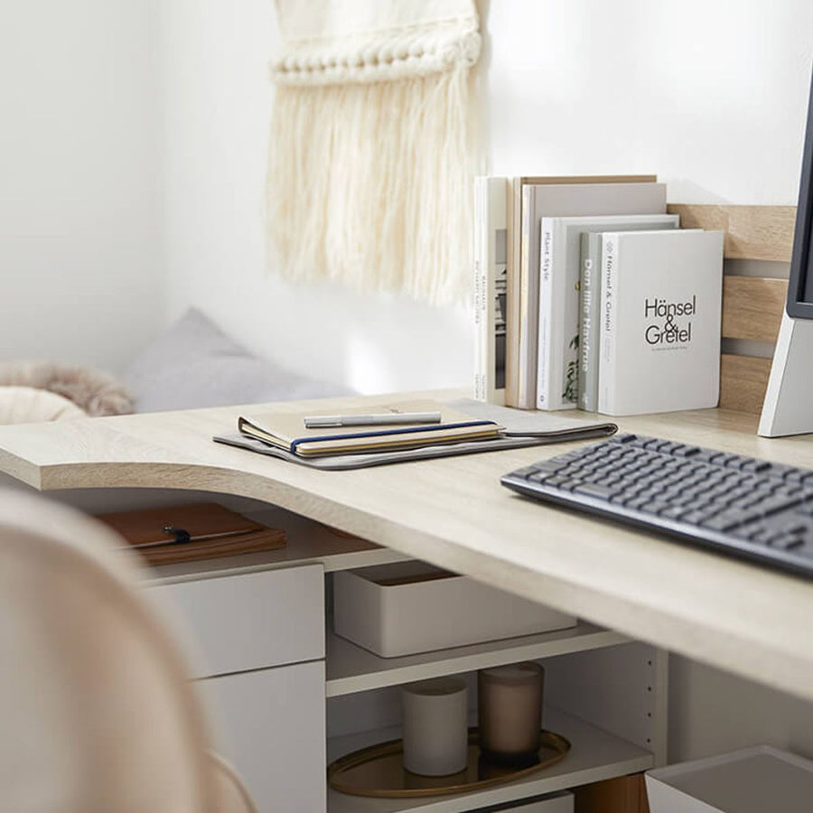 Computer desk, L-shaped desk, with drawer, office desk, with storage