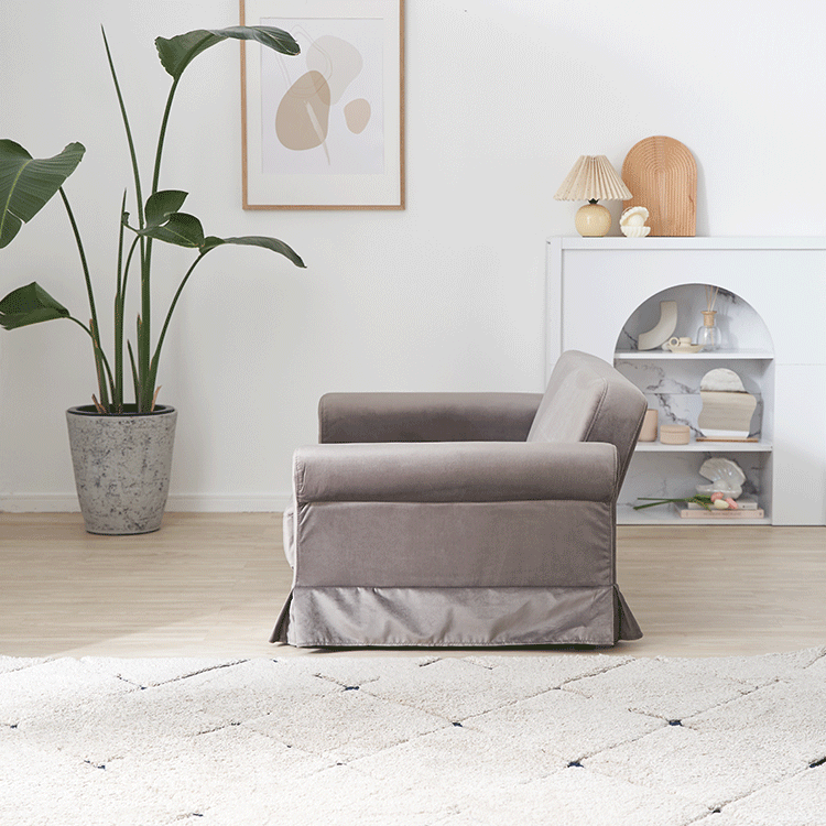 LOWYA ロウヤ 韓国インテリア風 スカート ソファ ソファベッド グレー LOWYA ロウヤ 韓国インテリア風 スカート ソファ ソファベッド グレー